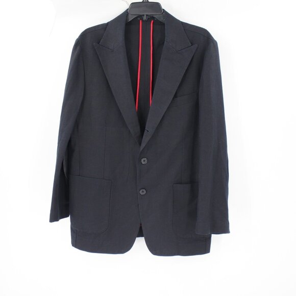 Studiosuits Sport Coat Men 42R Unstructured Linen Peak lapel Patch pockets black - Picture 1 of 13